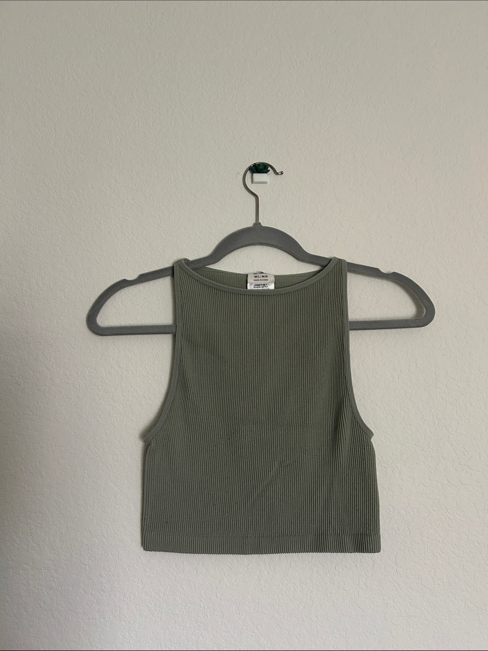 Cotton On Olive Ribbed Cropped Tank